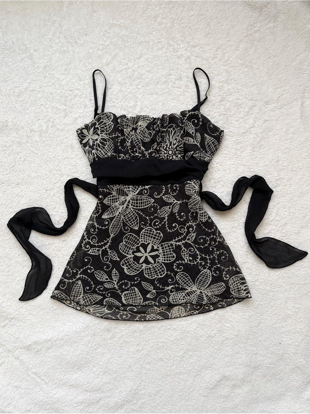 Early 2000s Papaya floral babydoll top